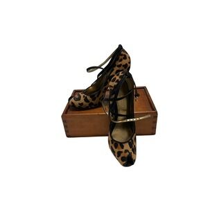 Nine West Faux Leopard Fur Peep Toe Platform Pumps